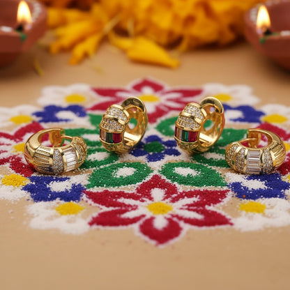 Hope Huggie Earrings - 18K Gold Plated Copper with Zircon Inlay