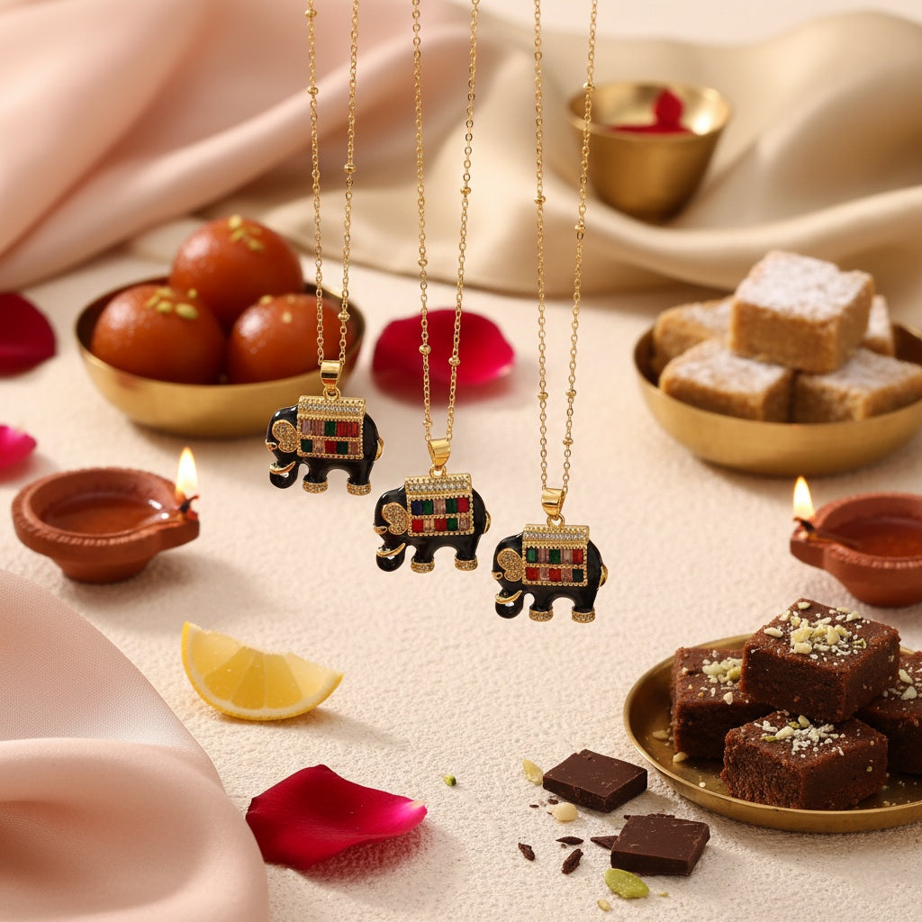 Elephas - 18K Gold-Plated Enamel Inlay Elephant Necklace