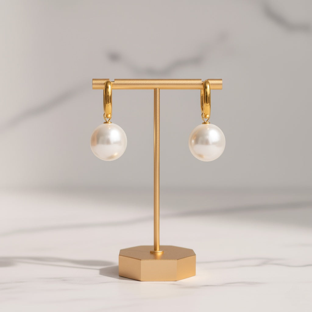 Margo Pearl Earrings - 18K Gold-Plated Stainless Steel with Detachable Pearl