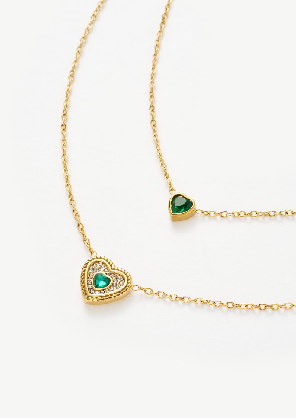 Hazel Heart Two-Layer Necklace - 18K Gold-Plated Stainless Steel