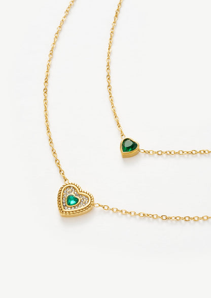 Hazel Heart Two-Layer Necklace - 18K Gold-Plated Stainless Steel