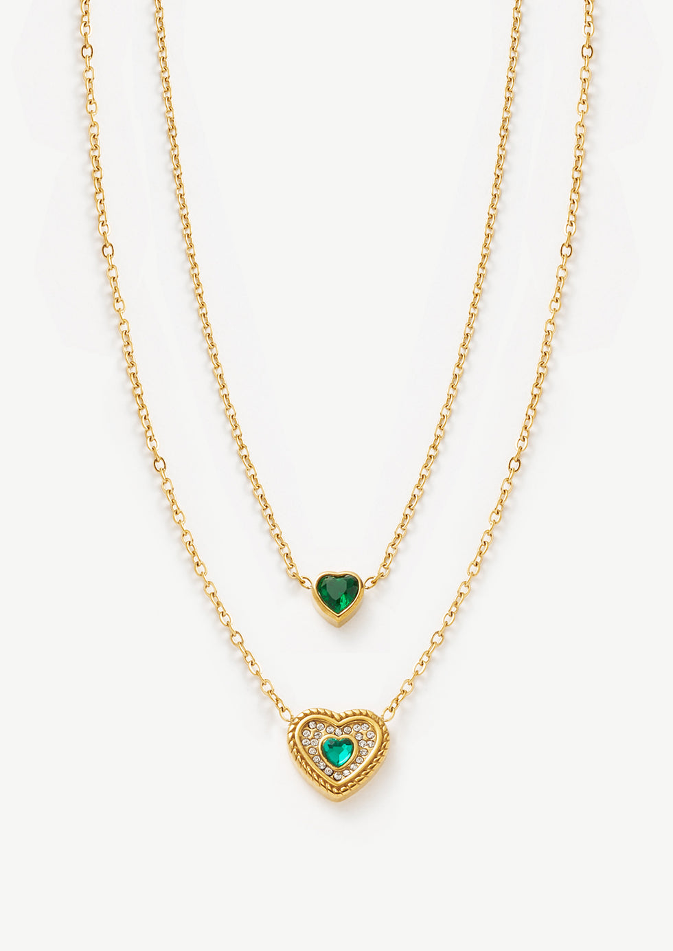Hazel Heart Two-Layer Necklace - 18K Gold-Plated Stainless Steel