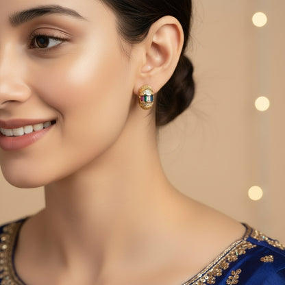 Hope Huggie Earrings - 18K Gold Plated Copper with Zircon Inlay