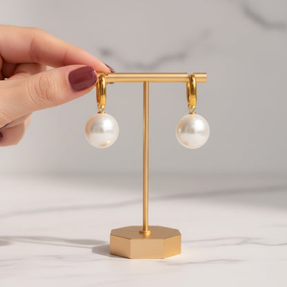 Margo Pearl Earrings - 18K Gold-Plated Stainless Steel with Detachable Pearl