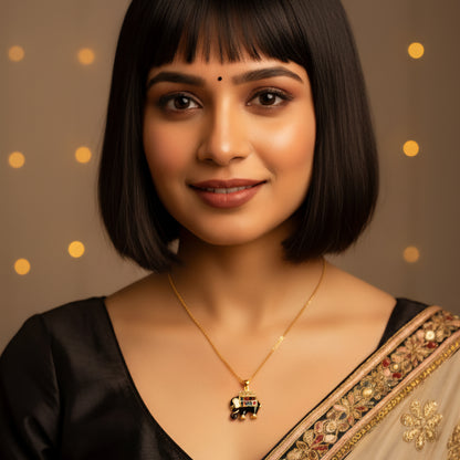 Elephas - 18K Gold-Plated Enamel Inlay Elephant Necklace