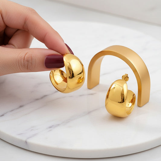 Erin Semi Hoop Earrings – 18K Gold-Plated Stainless Steel
