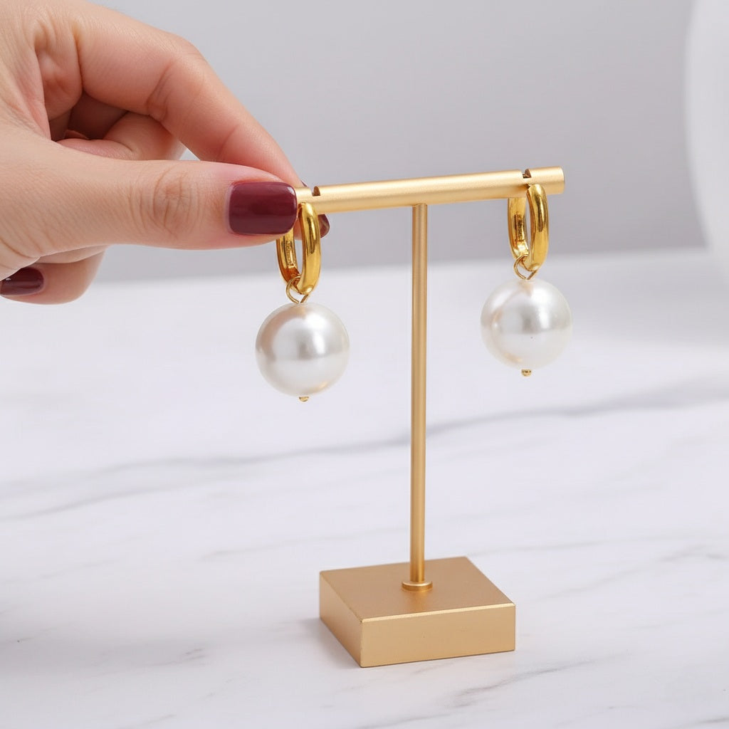 Margo Pearl Earrings - 18K Gold-Plated Stainless Steel with Detachable Pearl