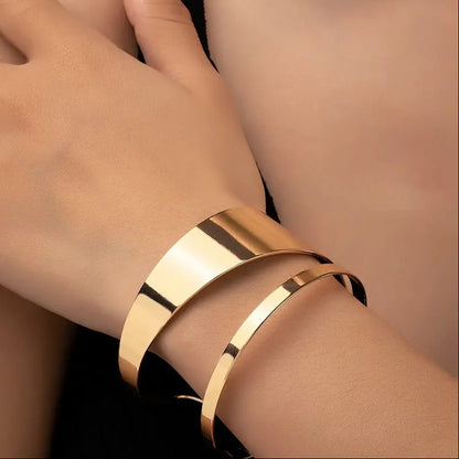 Vega - Gold Stainless Steel Diagonal Cut Cuff Bangle